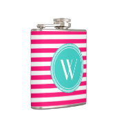 Angepasstes Monogramm rosa und Aquamarin gestriche Flachmann (Rechts)