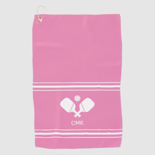Angepasstes Monogramm Rosa Weißes Pickleball Sweat Golfhandtuch