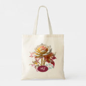 Angepasstes Monogramm rosa weißes Rosenflorentuch Tragetasche (Rückseite)