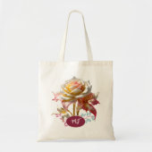 Angepasstes Monogramm rosa weißes Rosenflorentuch Tragetasche (Vorne)