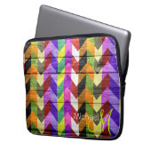 Angepasstes Monogramm Zickzack Holz #5 Laptopschutzhülle (Vorderseite Links)