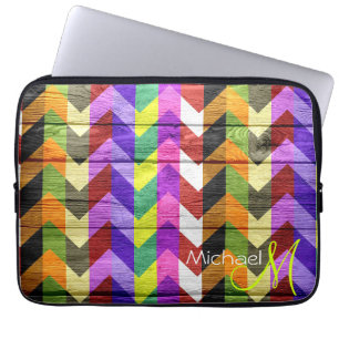 Angepasstes Monogramm Zickzack Holz #5 Laptopschutzhülle