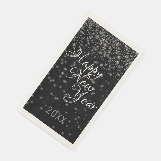 Angepasstes neues Jahr glühender Silberkonfetti au Serviette (Ecke)