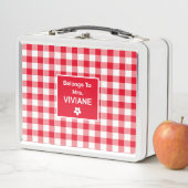 Angepasstes Niedliches rotes, weißes, gekreuztes M Metall Brotdose (Beispiel)