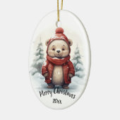 Angepasstes Niedliches Winterbär Weihnachten Keramik Ornament (Links)