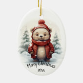 Angepasstes Niedliches Winterbär Weihnachten Keramik Ornament (Hinten)