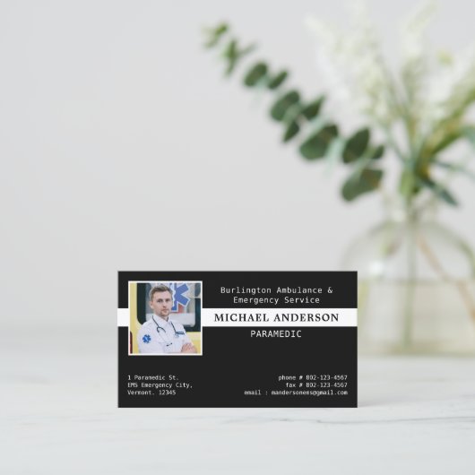 Angepasstes paramedizinisches EMS-Notfalltechniker Visitenkarte (Stehend Vorderseite)