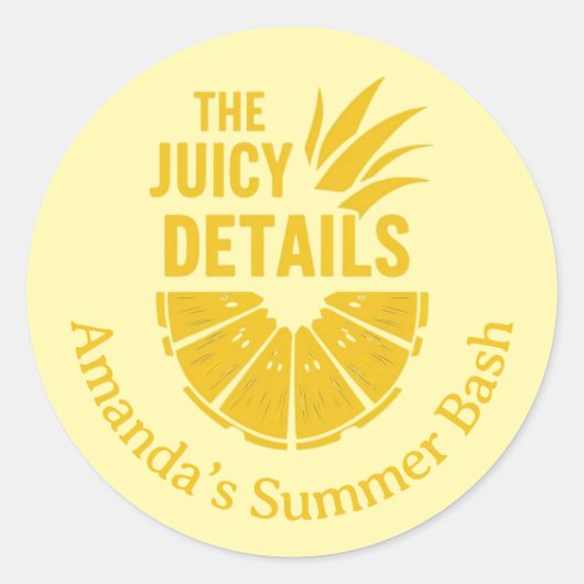 Angepasstes Party mit fettgelber Ananas Runder Aufkleber (Vorderseite)