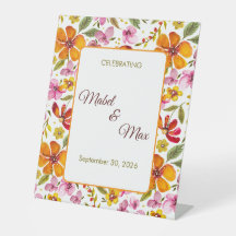 Angepasstes Party-Schild Rosa Orange Rot Floral