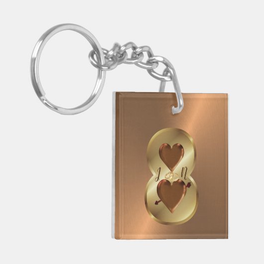 Angepasstes Personalisiertes Geschenk zum 8. Bronz Schlüsselanhänger (Vorderseite links)