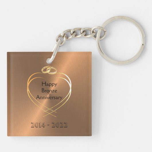 Angepasstes Personalisiertes Geschenk zum 8. Bronz Schlüsselanhänger (Rückseite)