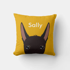 Angepasstes Podenco-Gesicht Schwarz, Weiß und Gelb Kissen