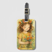 Angepasstes Retrodesign Wasserfarben-Wiese Gepäckanhänger (Vorderseite Vertikal)