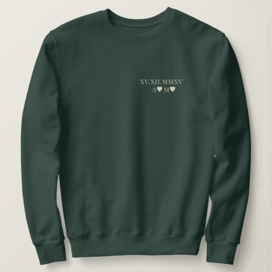 Angepasstes römisches Numerus Datum Jahrestag Grün Sweatshirt (Design vorne)