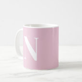 Angepasstes rosa C52- und Weißes Anfangsmonogramm Kaffeetasse (Vorderseite Links)