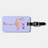 Angepasstes rosa Flamingo-ID-Monogramm Gepäckanhänger (Vorderseite horizontal)