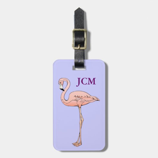 Angepasstes rosa Flamingo-ID-Monogramm Gepäckanhänger (Vorderseite vertikal)