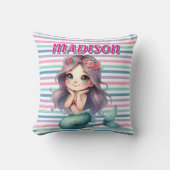 Angepasstes rosa Mermaid-Streifen Kissen (Vorderseite)