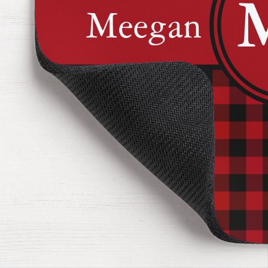 Angepasstes Rot und Schwarz-Gingham Mousepad (Ecke)