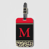Angepasstes rotes Leopard-Gepäckstück für Monogram Gepäckanhänger (Vorderseite Vertikal)