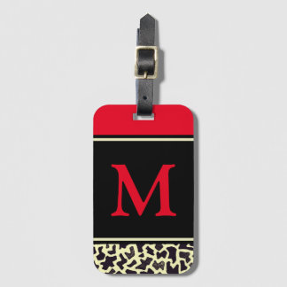 Angepasstes rotes Leopard-Gepäckstück für Monogram Gepäckanhänger