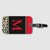 Angepasstes rotes Leopard-Gepäckstück für Monogram Gepäckanhänger (Vorderseite (Horizontal))