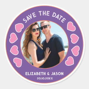 Angepasstes Save the Date Couple Foto Personalisie Runder Aufkleber