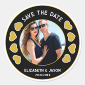 Angepasstes Save the Date Couple Foto Personalisie Runder Aufkleber (Vorderseite)