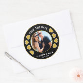 Angepasstes Save the Date Couple Foto Personalisie Runder Aufkleber (Umschlag)