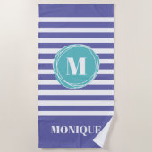 Angepasstes, Streifen-Monogramm Strandtuch (Vorderseite)