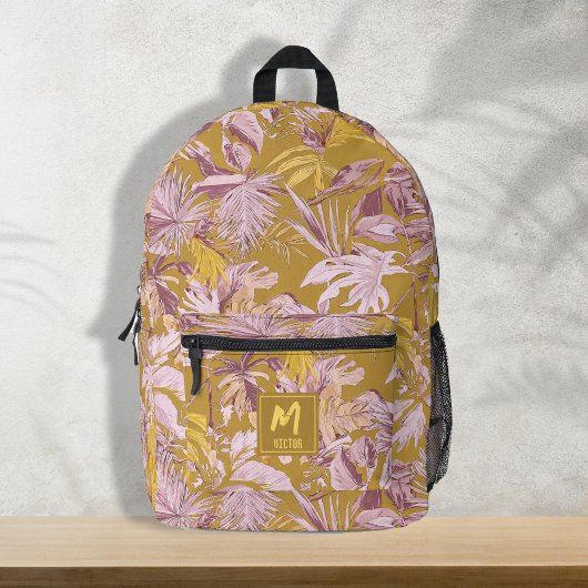 Angepasstes tropisches Leaf gelb grafisches modern Bedruckter Rucksack