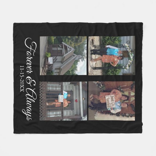 Angepasstes Vier-Foto Hochzeitsskript Fleecedecke (Vorderseite (Horizontal))
