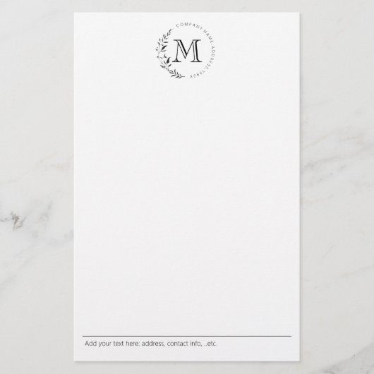 Angepasstes Vintages Wreath-Monogramm Briefpapier (Vorderseite)