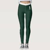 Angepasstes Waldgrün-Neutrales Muster-Monogramm Leggings (Vorderseite)