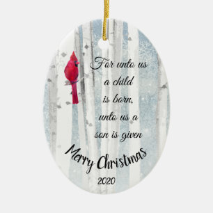 Angepasstes Weihnachtsfest Isaiah 9:6 Ein Kind ist Keramik Ornament