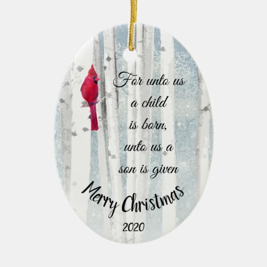 Angepasstes Weihnachtsfest Isaiah 9:6 Ein Kind ist Keramik Ornament (Vorne)