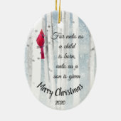 Angepasstes Weihnachtsfest Isaiah 9:6 Ein Kind ist Keramik Ornament (Hinten)