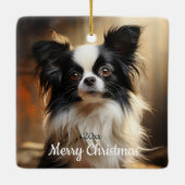 Angepasstes Weihnachtsgebäck Papillon Dog Tier Keramikornament (Rückseite)