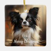 Angepasstes Weihnachtsgebäck Papillon Dog Tier Keramikornament (Vorderseite)