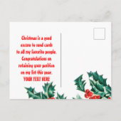 Angepasstes Weihnachtsgesicht für den Elf und den  Postkarte (Rückseite)