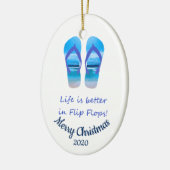 Angepasstes Weihnachtsleben besser in Flip Flops Keramik Ornament (Links)