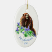 Angepasstes Weihnachtsmarmot, Groundhog Tier Keramikornament (Rechts)