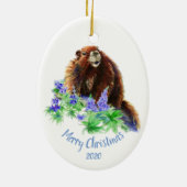 Angepasstes Weihnachtsmarmot, Groundhog Tier Keramikornament (Hinten)