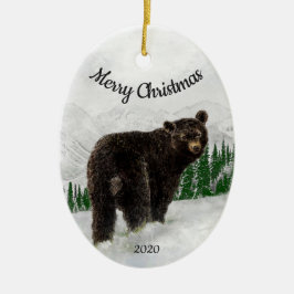 Angepasstes Weihnachtsschwarzbärtier Keramikornament