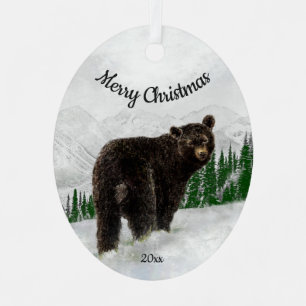 Angepasstes Weihnachtsschwarzbärtier Ornament Aus Metall