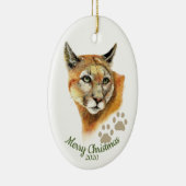 Angepasstes Weihnachtswasserfarbe Cougar Tier Keramik Ornament (Rechts)