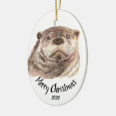 Angepasstes Weihnachtswasserfarbe Otter Tier Keramikornament (Links)