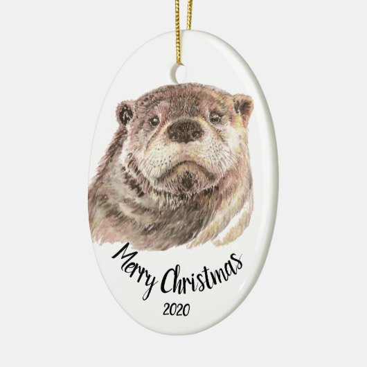Angepasstes Weihnachtswasserfarbe Otter Tier Keramikornament (Links)