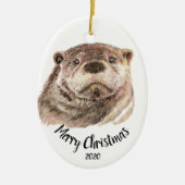 Angepasstes Weihnachtswasserfarbe Otter Tier Keramikornament (Vorne)