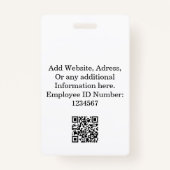 Angepasstes weißes Mitarbeiter-Abzeichen mit Foto, Ausweis (Rückseite)